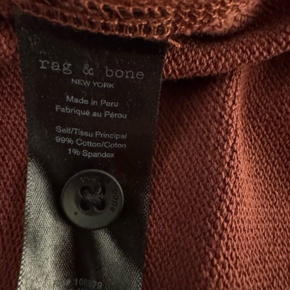 Rag & Bone Henley Burgundy Waffle Knit Band Collar Long Sleeve shirt - Picture 8 of 8